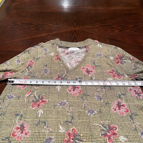 NWOT Ces Femme Yellow Plaid Floral Top | Size Large - Picture 6 of 13